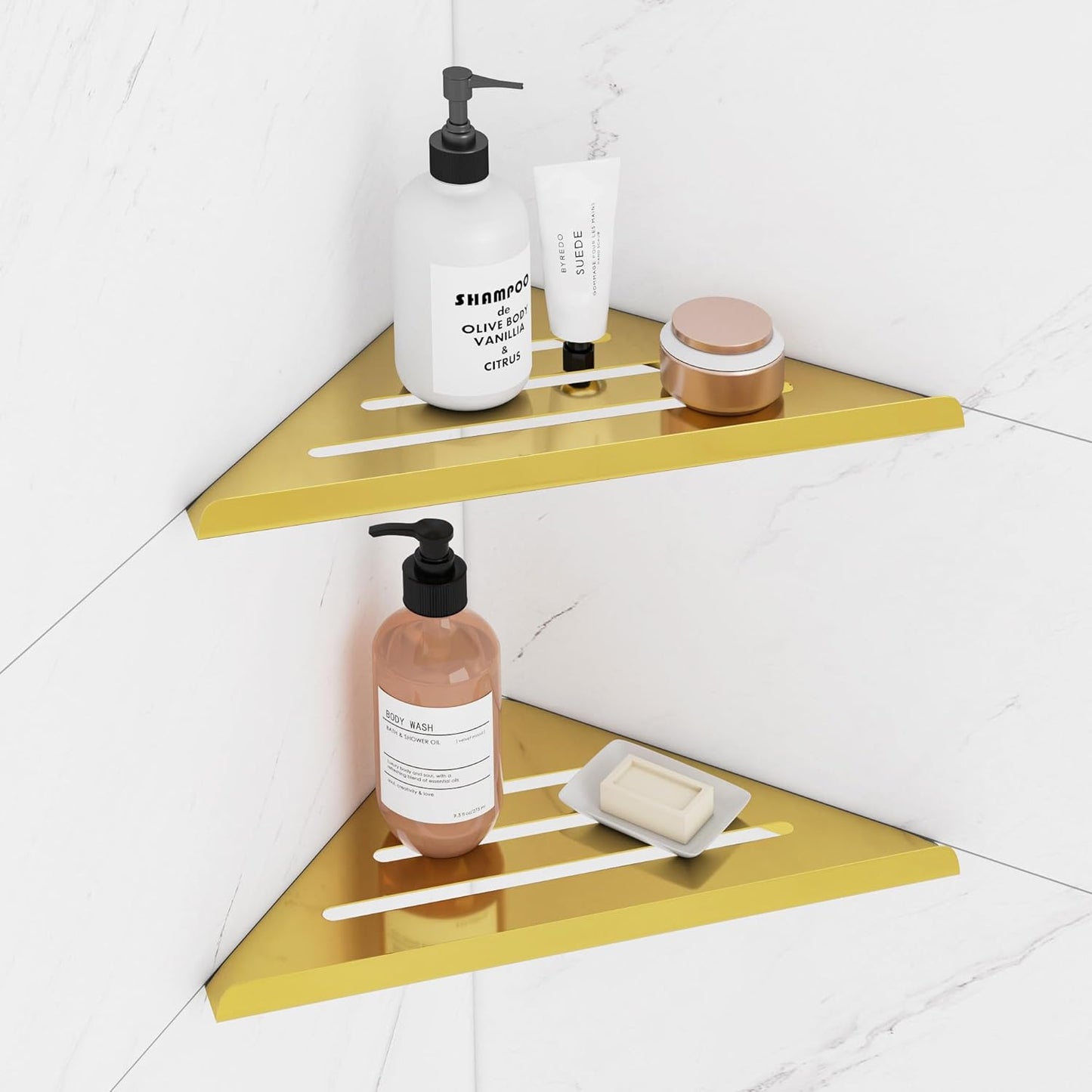 2-Pack Modern Stainless Steel Shower Caddy, 2-Shelf Corner Shelf, No Drill Shower Organizer