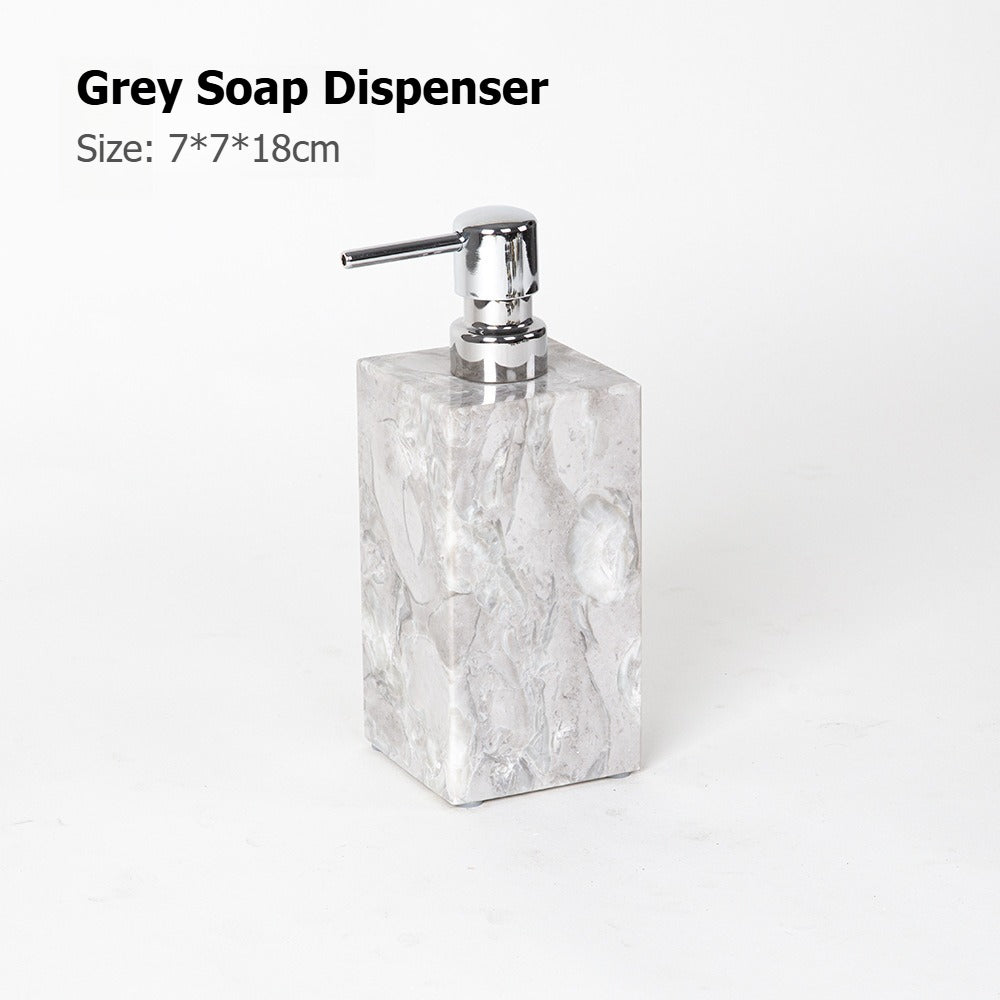 AUSAULAC Luxury Marble Bathroom Set - Soap Dispenser, Tissue Box & Tray | Light Luxury Hotel Style