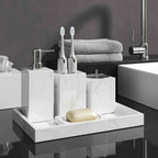 AUSAULAC Jazz White Complete 5-piece marble bathroom accessory set - Luxury Natural Stone Home Decor