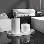 AUSAULAC Jazz White Complete 5-piece marble bathroom accessory set - Luxury Natural Stone Home Decor
