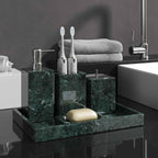 AUSAULAC Emerald Green Complete 5-piece marble bathroom accessory set - Luxury Natural Stone Home Decor