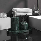 AUSAULAC Emerald Green Complete 5-piece marble bathroom accessory set - Luxury Natural Stone Home Decor