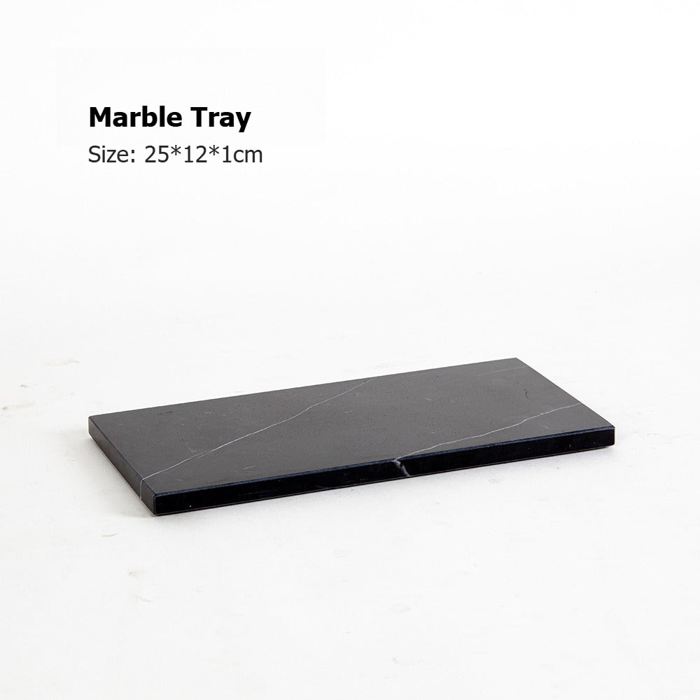 AUSAULAC Luxury Marble Bathroom Set - Soap Dispenser, Tissue Box & Tray | Light Luxury Hotel Style