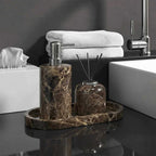 AUSAULAC Dark Emperador Complete 5-piece marble bathroom accessory set - Luxury Natural Stone Home Decor