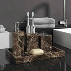 AUSAULAC Dark Emperador Complete 5-piece marble bathroom accessory set - Luxury Natural Stone Home Decor