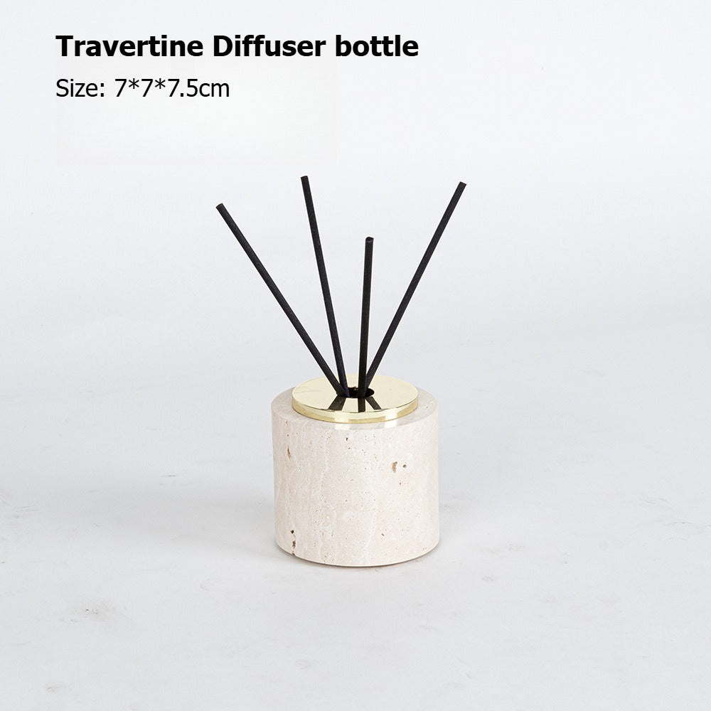 AUSAULAC Luxury Natural Travertine  Bathroom Set - Soap Dispenser, Tissue Box & Tray | Light Luxury Hotel Style