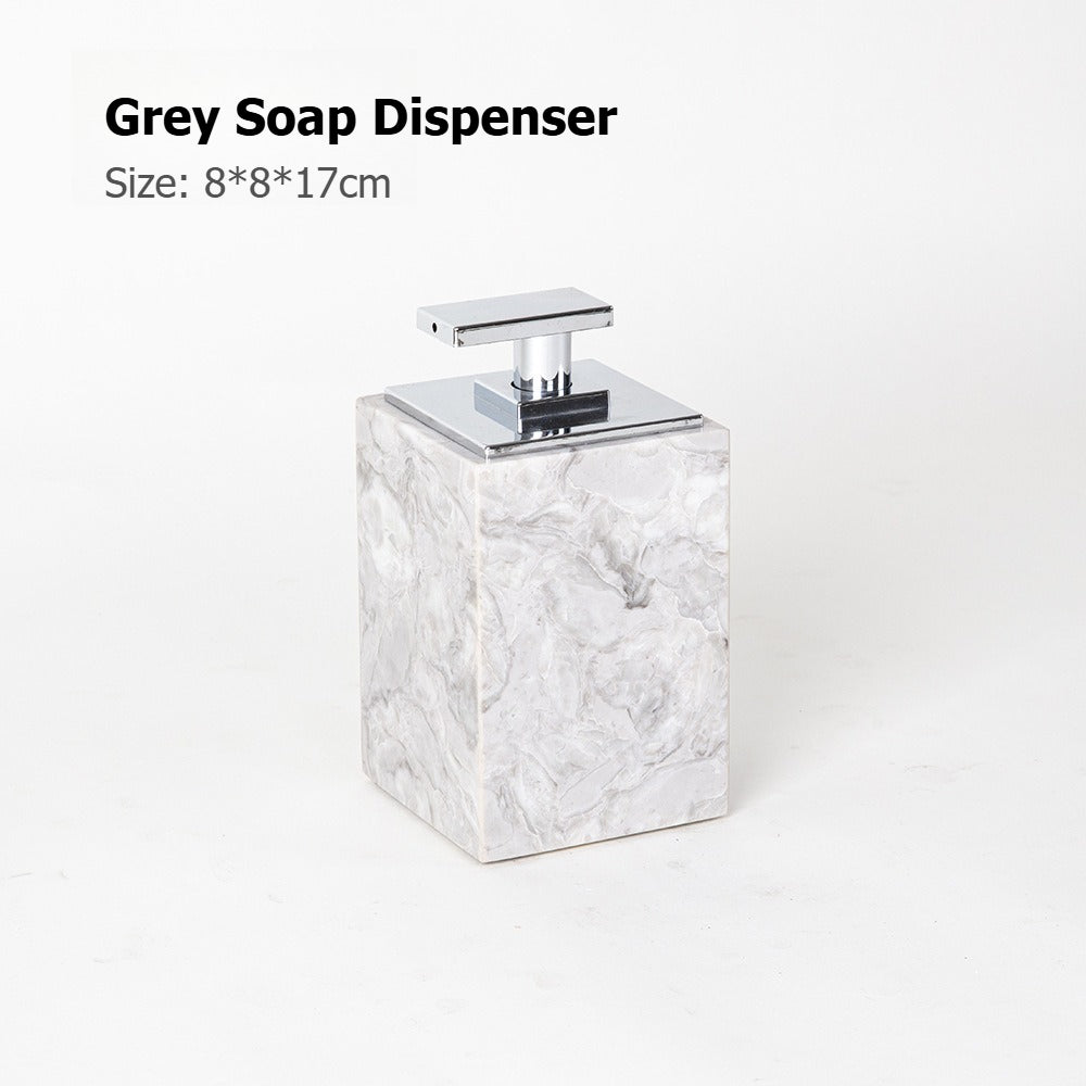 AUSAULAC Luxury Marble Bathroom Set - Soap Dispenser, Tissue Box & Tray | Light Luxury Hotel Style