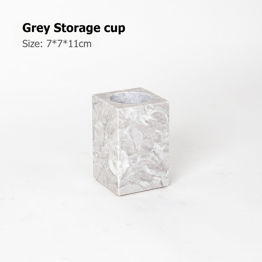 AUSAULAC Luxury Marble Bathroom Set - Soap Dispenser, Tissue Box & Tray | Light Luxury Hotel Style