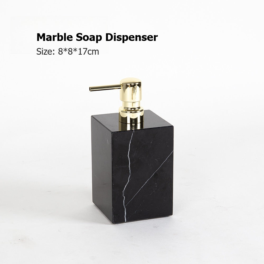 AUSAULAC Luxury Marble Bathroom Set - Soap Dispenser, Tissue Box & Tray | Light Luxury Hotel Style