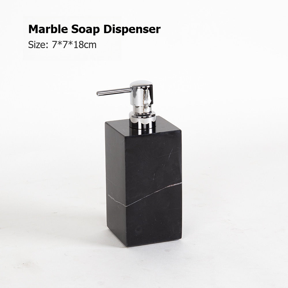 AUSAULAC Luxury Marble Bathroom Set - Soap Dispenser, Tissue Box & Tray | Light Luxury Hotel Style