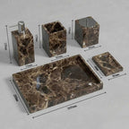 AUSAULAC Dark Emperador Close-up of {material} marble bathroom suite pieces - Premium Quality