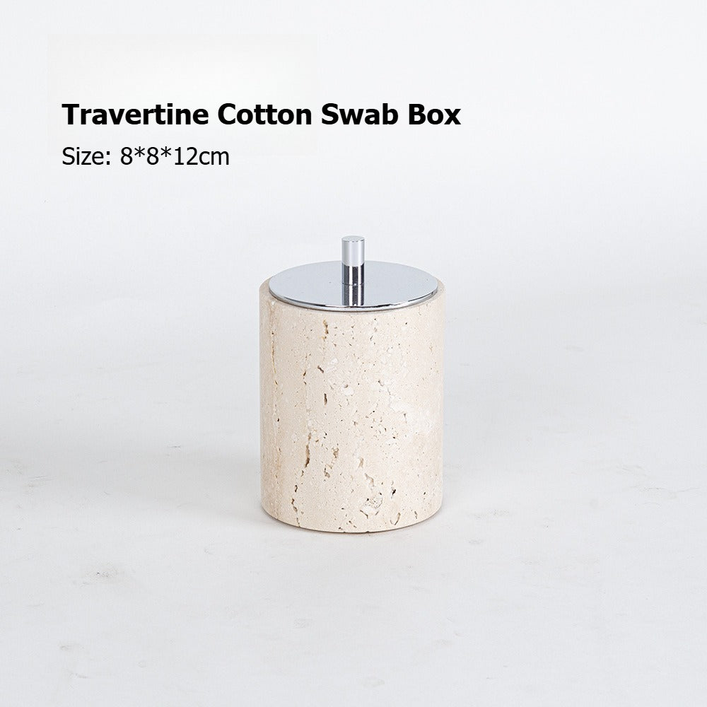 AUSAULAC Luxury Natural Travertine  Bathroom Set - Soap Dispenser, Tissue Box & Tray | Light Luxury Hotel Style