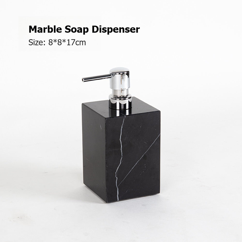 AUSAULAC Luxury Marble Bathroom Set - Soap Dispenser, Tissue Box & Tray | Light Luxury Hotel Style