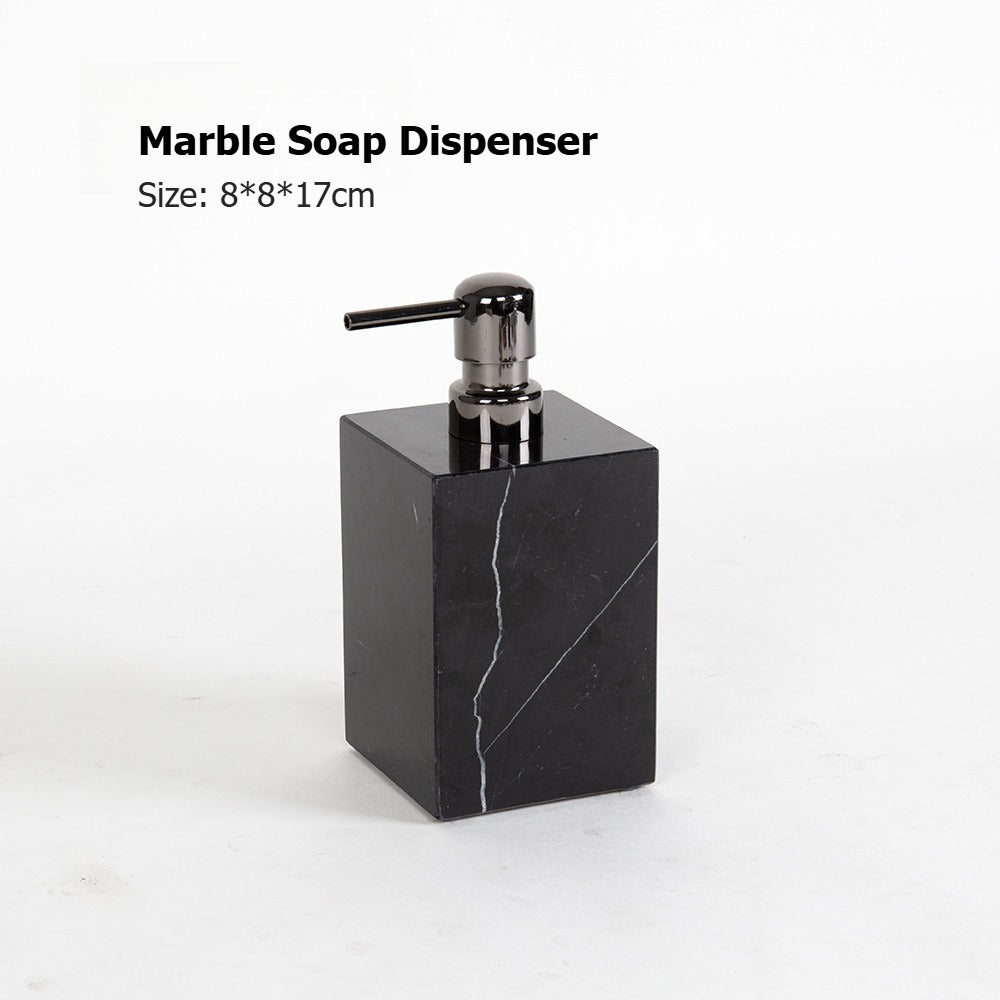 AUSAULAC Luxury Marble Bathroom Set - Soap Dispenser, Tissue Box & Tray | Light Luxury Hotel Style