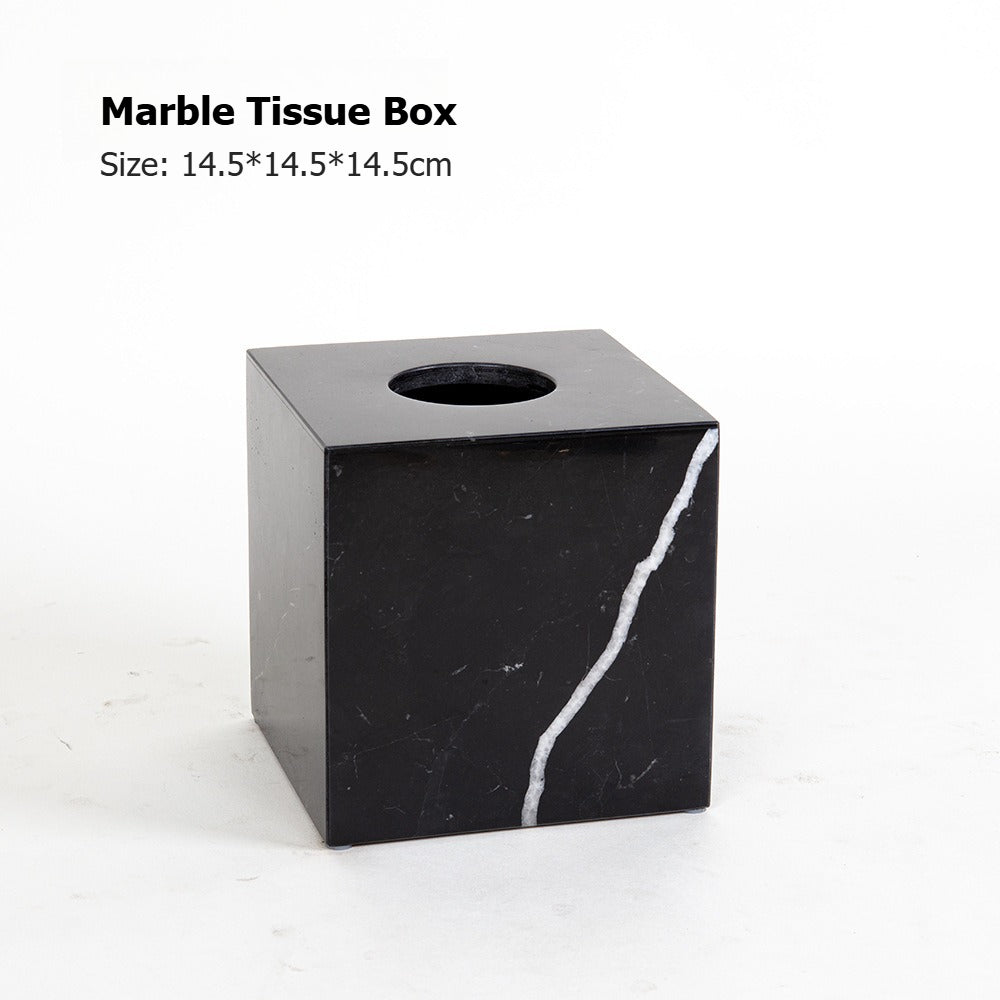 AUSAULAC Luxury Marble Bathroom Set - Soap Dispenser, Tissue Box & Tray | Light Luxury Hotel Style