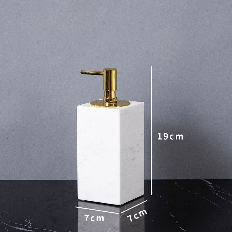 AUSAULAC Luxury Marble Bathroom Set - Soap Dispenser, Tissue Box & Tray | Light Luxury Hotel Style