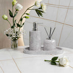 AUSAULAC Hermes Grey Close-up of {material} marble bathroom suite pieces - Premium Quality