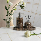 AUSAULAC Dark Emperador marble bathroom suite in elegant setting - Modern Luxury Design