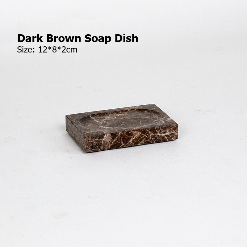 AUSAULAC Luxury Marble Bathroom Set - Soap Dispenser, Tissue Box & Tray | Light Luxury Hotel Style Dark Brown