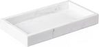 Natural Marble Tray Heavyweight Stone Vanity Tray for Bathroom Countertop, Coffee Table & Dresser - Handcrafted Rectangular Organizer (White, 9.84" x 4.72" x 1.18")