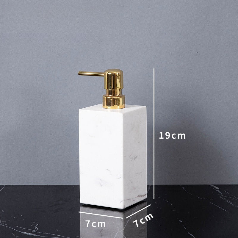 AUSAULAC Luxury Marble Bathroom Set - Soap Dispenser, Tissue Box & Tray | Light Luxury Hotel Style