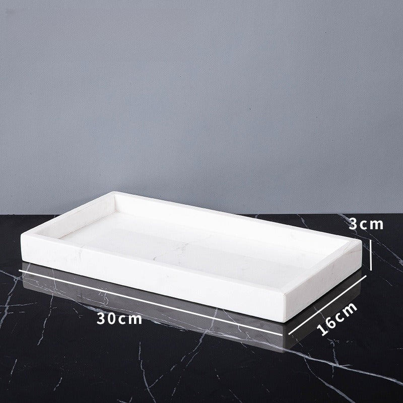 AUSAULAC Luxury Marble Bathroom Set - Soap Dispenser, Tissue Box & Tray | Light Luxury Hotel Style