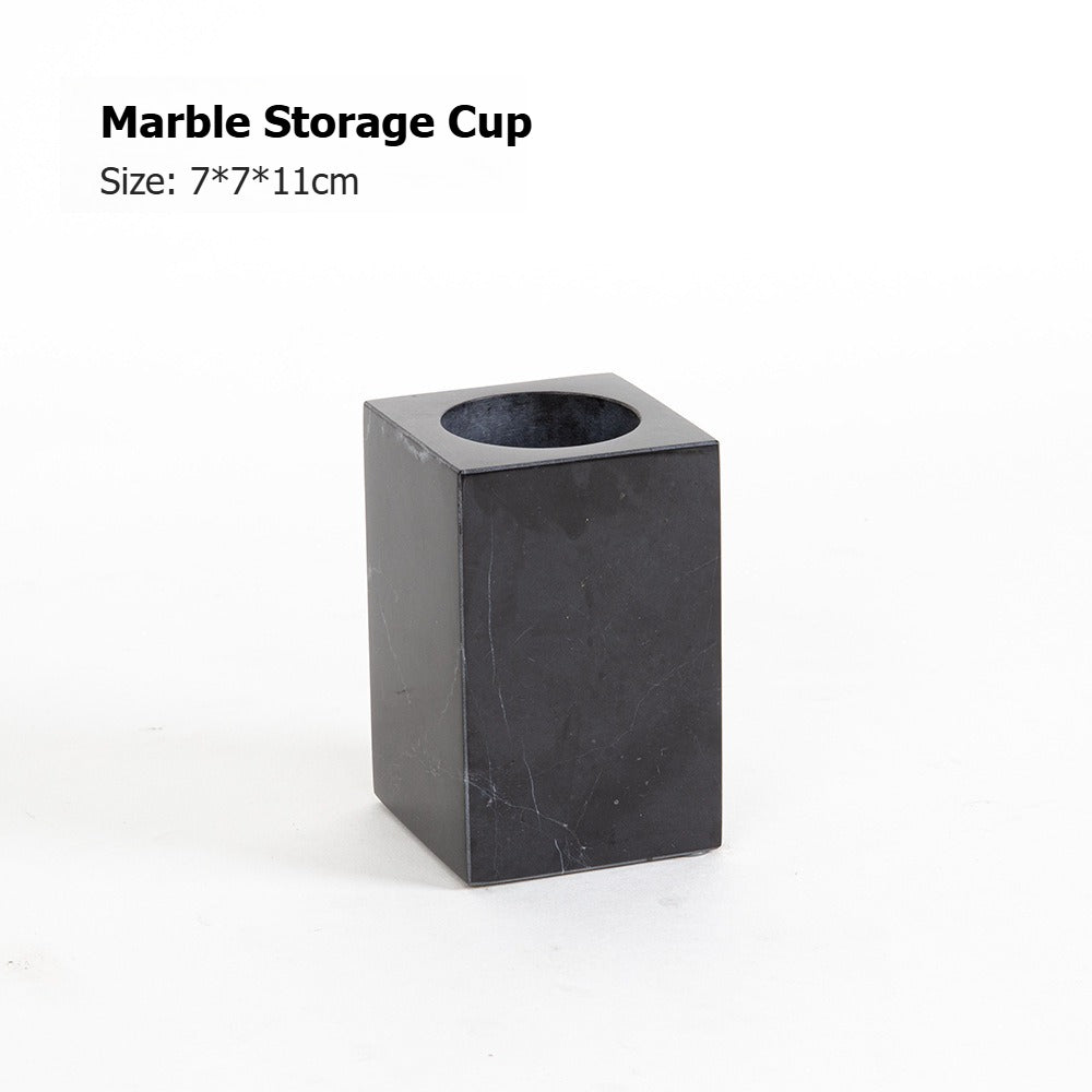 AUSAULAC Luxury Marble Bathroom Set - Soap Dispenser, Tissue Box & Tray | Light Luxury Hotel Style