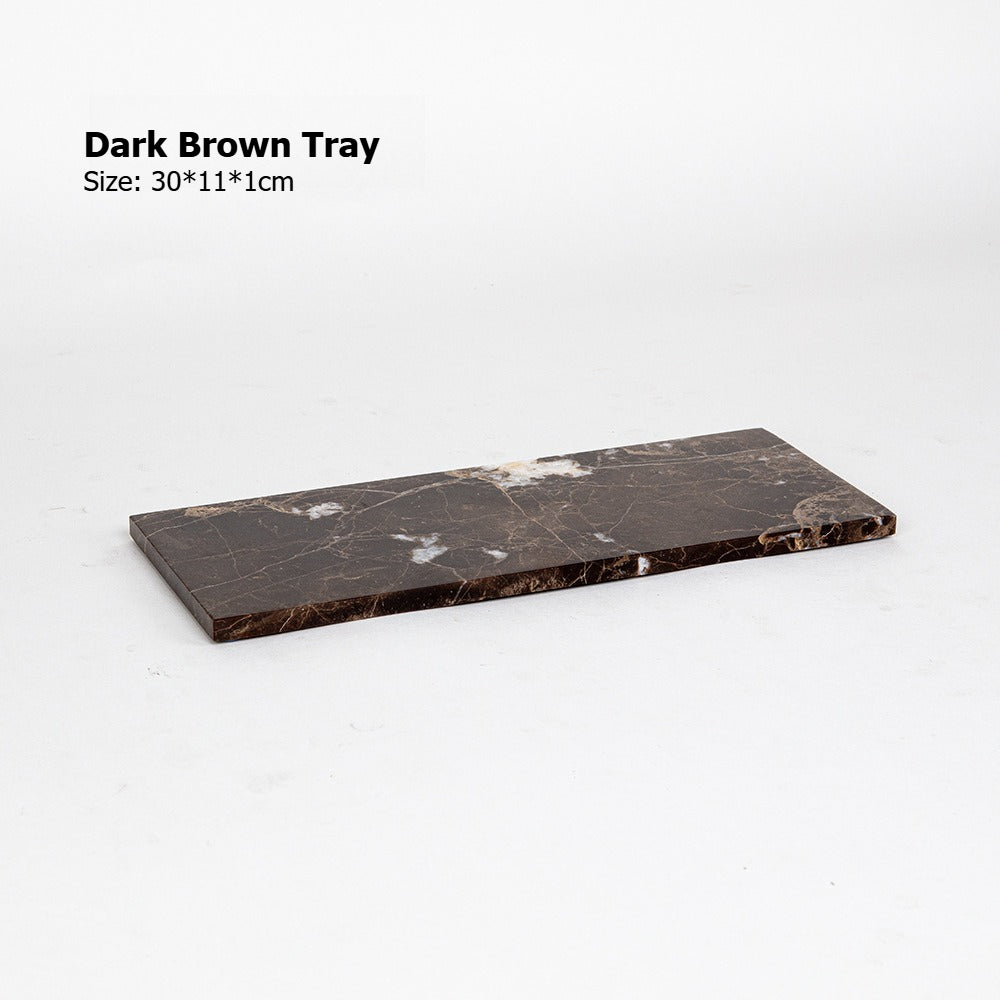 AUSAULAC Luxury Marble Bathroom Set - Soap Dispenser, Tissue Box & Tray | Light Luxury Hotel Style Dark Brown