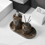 AUSAULAC Dark Emperador marble bathroom suite in elegant setting - Modern Luxury Design