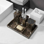 AUSAULAC Dark Emperador marble bathroom suite in elegant setting - Modern Luxury Design