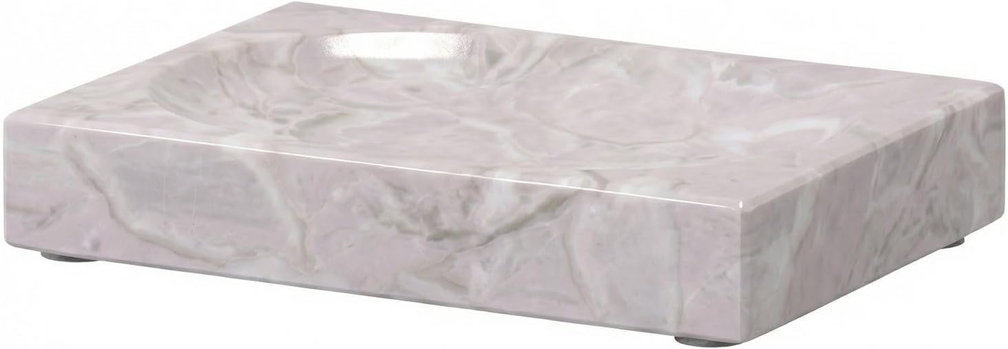 Natural Marble Soap Dish - 1.1lb Heavyweight Solid Base Soap Holder for Bathroom Vanity & Kitchen Sink - Non-Slip Handcrafted Stone Tray Shields Countertop Surfaces(Gray)