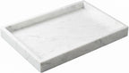 Natural Marble Tray Heavyweight Stone Vanity Tray for Bathroom Countertop, Coffee Table & Dresser - Handcrafted Rectangular Organizer (White X, 12" x 8" x 1.2")