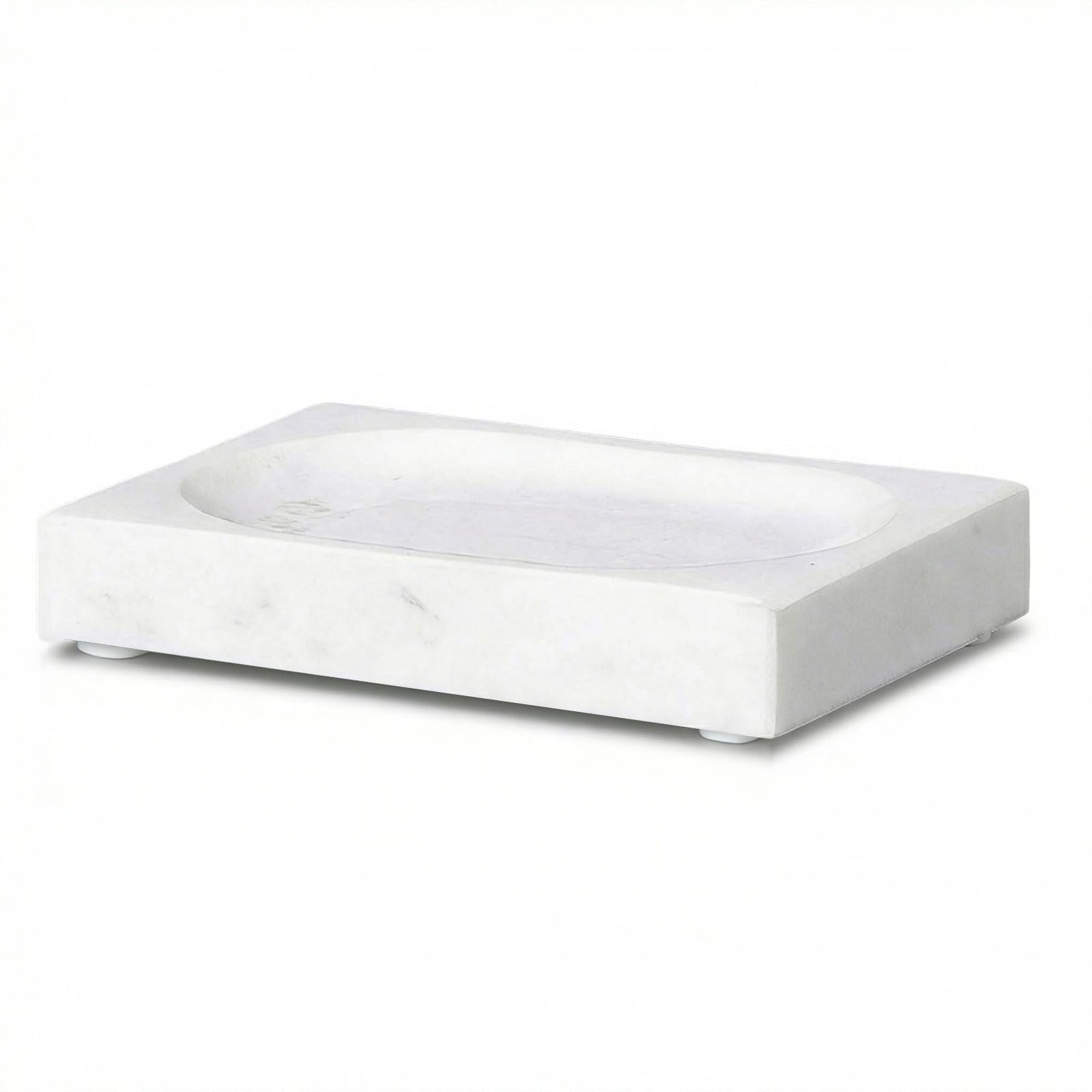 Natural Marble Soap Dish - 1.1lb Heavyweight Solid Base Soap Holder for Bathroom Vanity & Kitchen Sink - Non-Slip Handcrafted Stone Tray Shields Countertop Surfaces(Gray)
