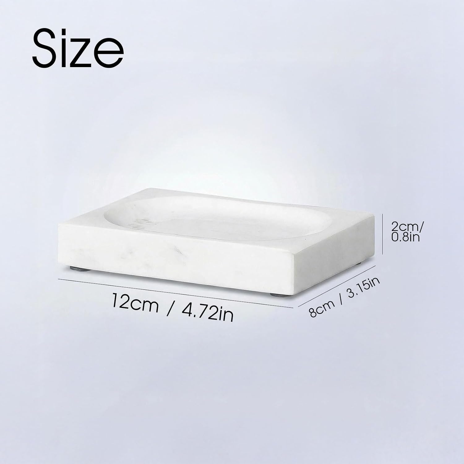 Natural Marble Soap Dish - 1.1lb Heavyweight Solid Base Soap Holder for Bathroom Vanity & Kitchen Sink - Non-Slip Handcrafted Stone Tray Shields Countertop Surfaces (White)
