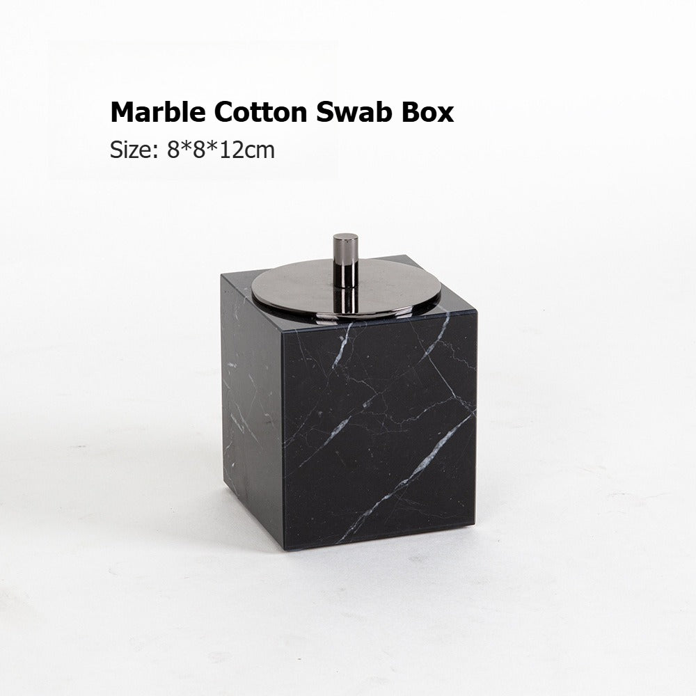 AUSAULAC Luxury Marble Bathroom Set - Soap Dispenser, Tissue Box & Tray | Light Luxury Hotel Style