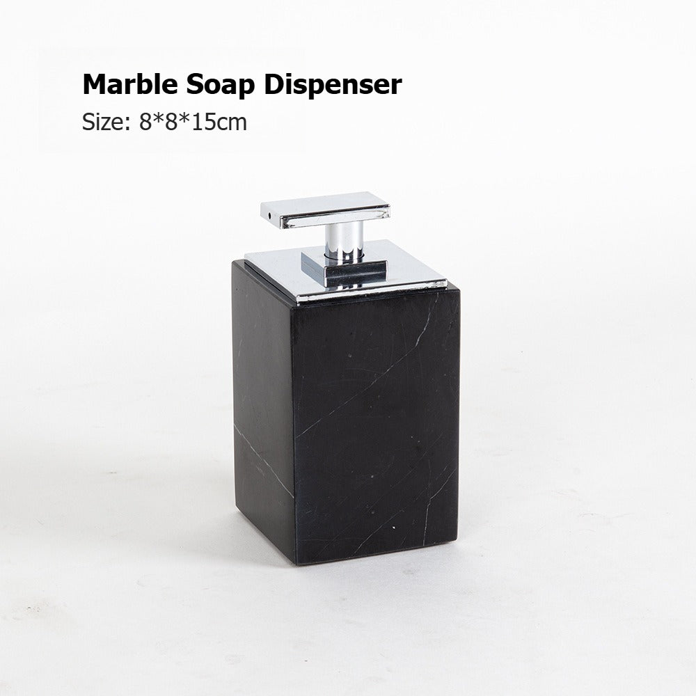 AUSAULAC Luxury Marble Bathroom Set - Soap Dispenser, Tissue Box & Tray | Light Luxury Hotel Style