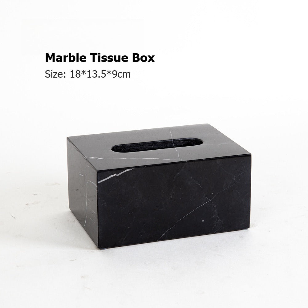 AUSAULAC Luxury Marble Bathroom Set - Soap Dispenser, Tissue Box & Tray | Light Luxury Hotel Style