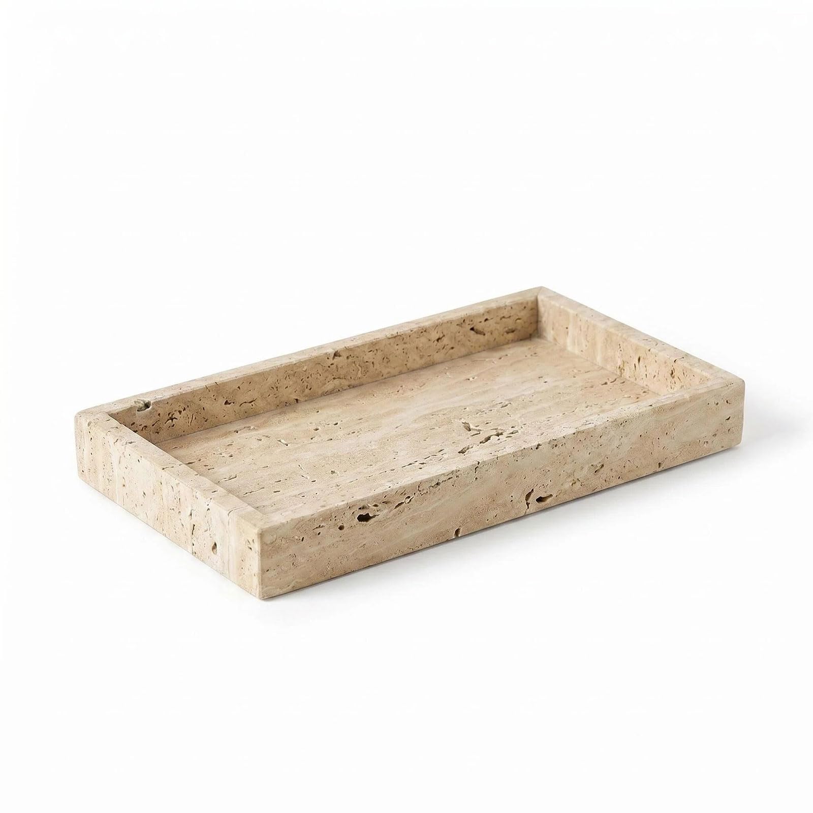 Natural Marble Tray Heavyweight Stone Vanity Tray for Bathroom Countertop, Coffee Table & Dresser - Handcrafted Rectangular Organizer (Coffee, 9.84" x 4.72" x 1.18")