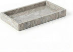 Natural Marble Tray Heavyweight Stone Vanity Tray for Bathroom Countertop, Coffee Table & Dresser - Handcrafted Rectangular Organizer (Gray, 9.84" x 4.72" x 1.18")