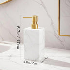 AUSAULAC Real Natural Marble Soap Dispenser with Stainless Steel Pump Decorative Liquid Hand Soap Bottle for Kitchen Bathroom, Compatible with Lotion, Dish Soap Shower Gel (White 1 Set)