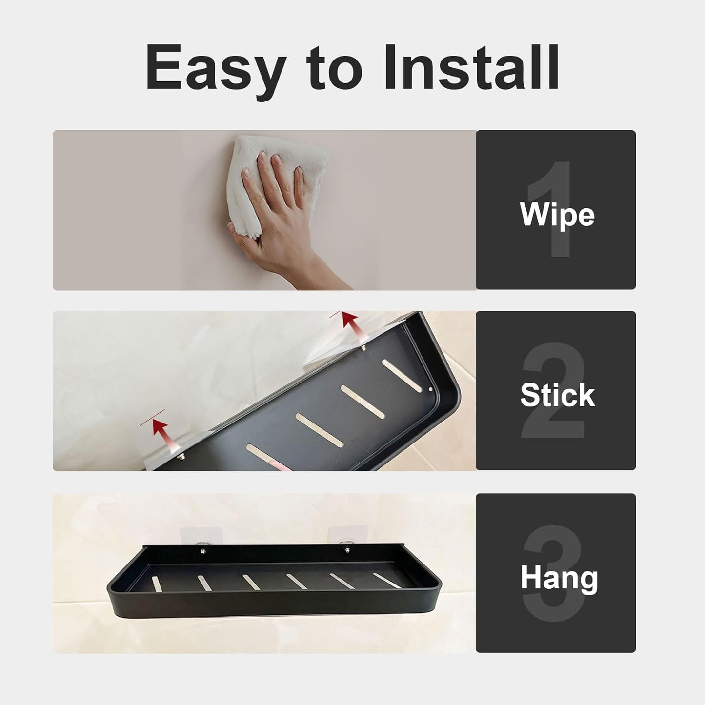 Shower Caddy, Max Size 15.7 Inches,Won't Fall Off Shower Organizer, Rustproof Shower Shelves with Ultra Large Capacity, No Drill Shower Shelf with 5 Movable Hooks (Morden White 2 layer)