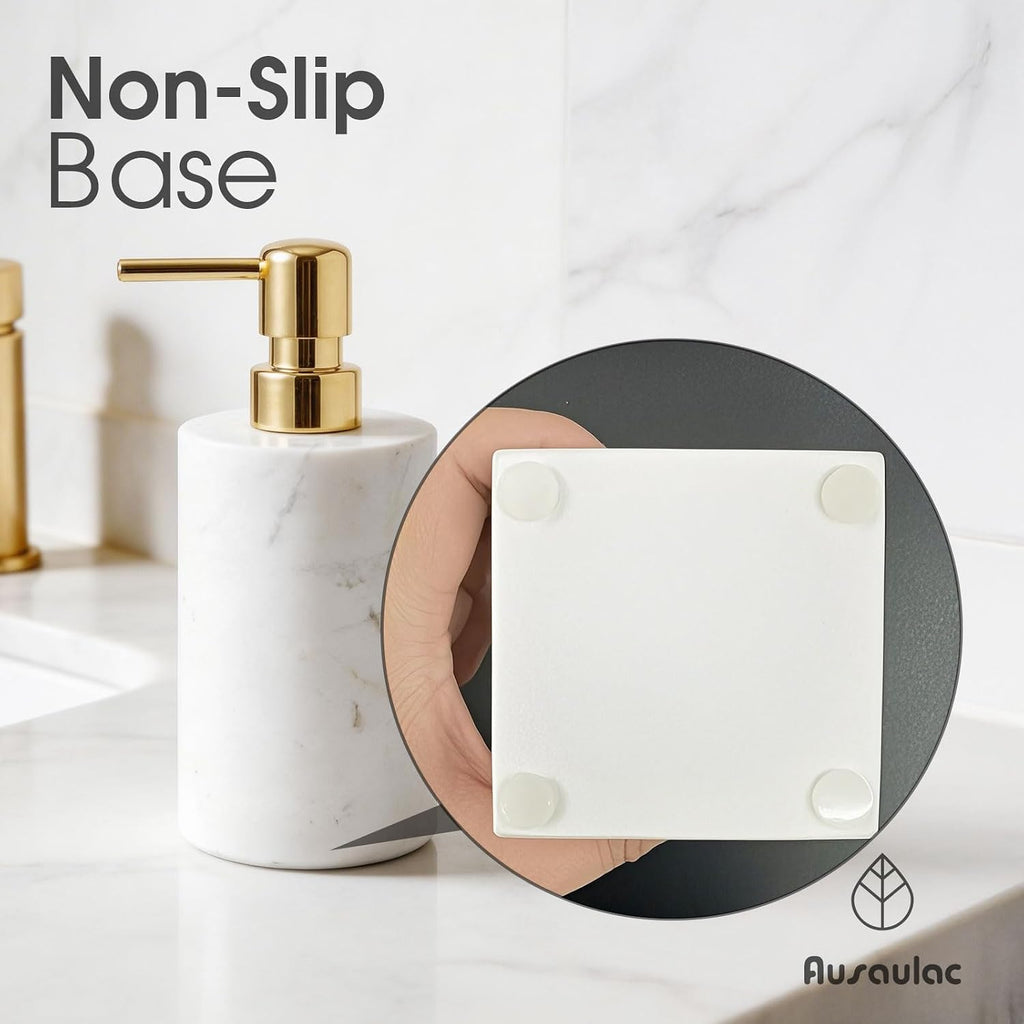 Marble Soap Dispenser, Hand Soap Dispenser for Bathroom Kitchen Countertop - Lotion and Liquid Soap Dispenser (1, White)