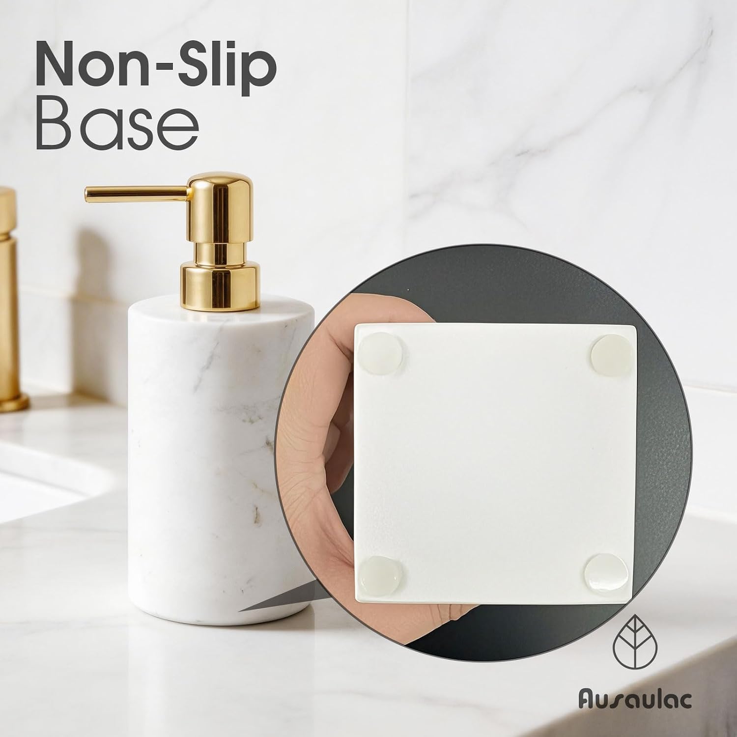 Marble Soap Dispenser, Hand Soap Dispenser for Bathroom Kitchen Countertop - Lotion and Liquid Soap Dispenser (1, White)
