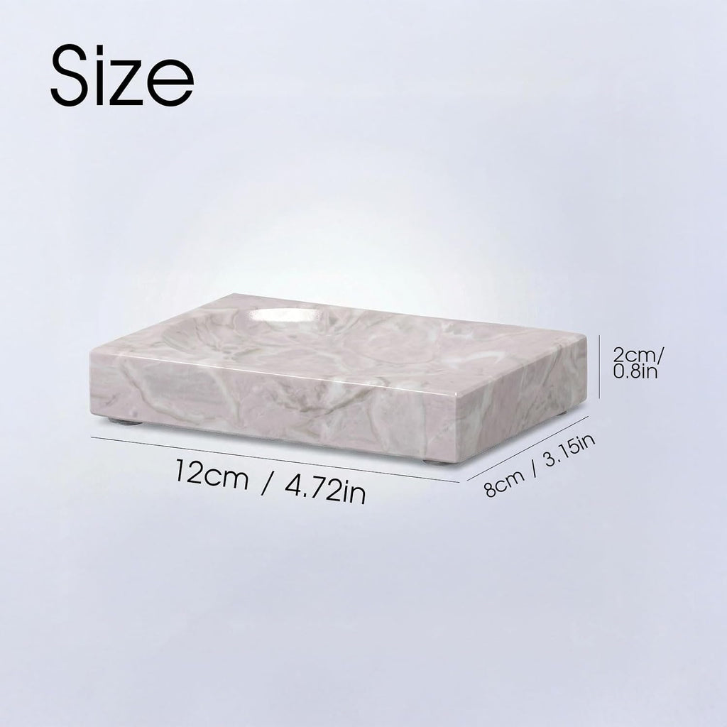 Natural Marble Soap Dish - 1.1lb Heavyweight Solid Base Soap Holder for Bathroom Vanity & Kitchen Sink - Non-Slip Handcrafted Stone Tray Shields Countertop Surfaces(Gray)