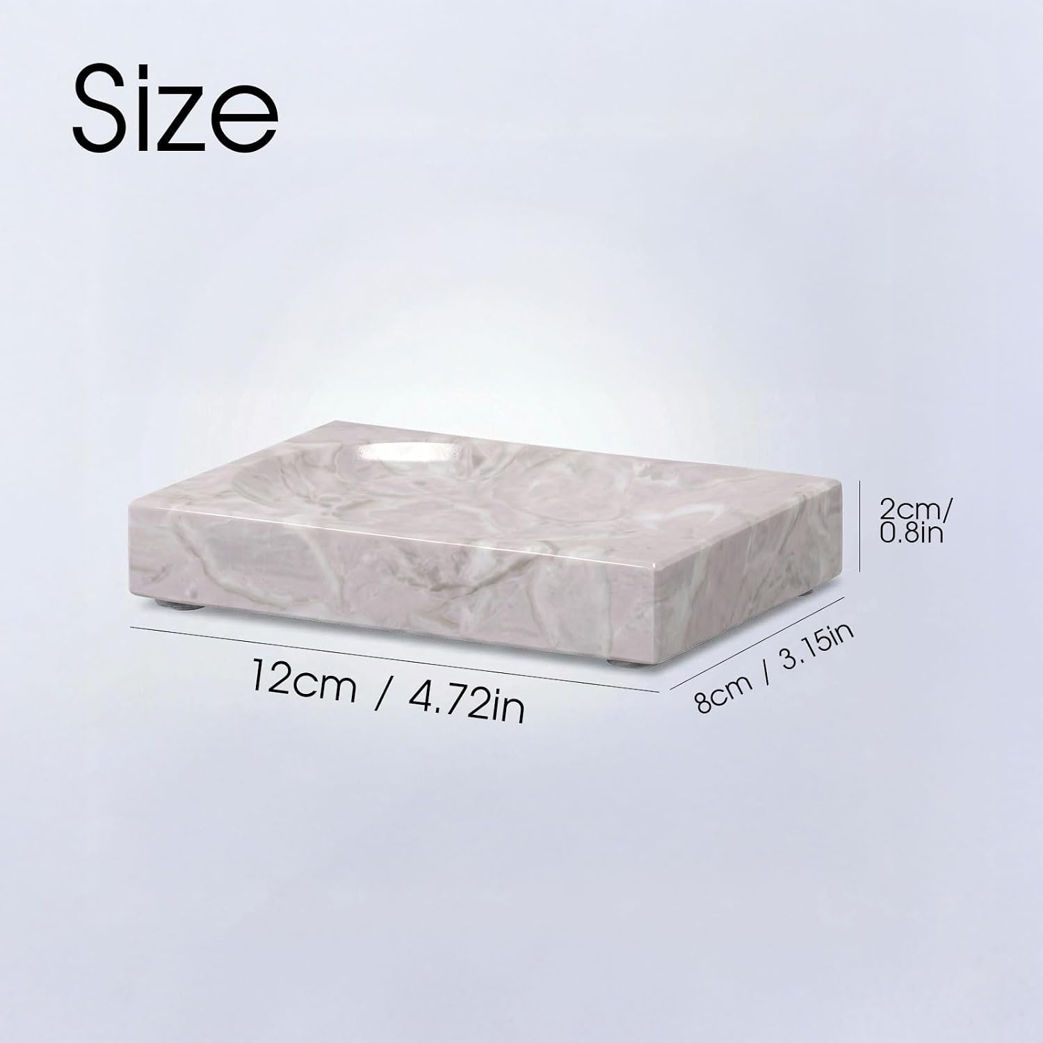 Natural Marble Soap Dish - 1.1lb Heavyweight Solid Base Soap Holder for Bathroom Vanity & Kitchen Sink - Non-Slip Handcrafted Stone Tray Shields Countertop Surfaces(Gray)