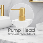 AUSAULAC Real Natural Marble Soap Dispenser with Stainless Steel Pump Decorative Liquid Hand Soap Bottle for Kitchen Bathroom, Compatible with Lotion, Dish Soap Shower Gel (White 1 Set)