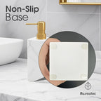 AUSAULAC Real Natural Marble Soap Dispenser with Stainless Steel Pump Decorative Liquid Hand Soap Bottle for Kitchen Bathroom, Compatible with Lotion, Dish Soap Shower Gel (White 1 Set)