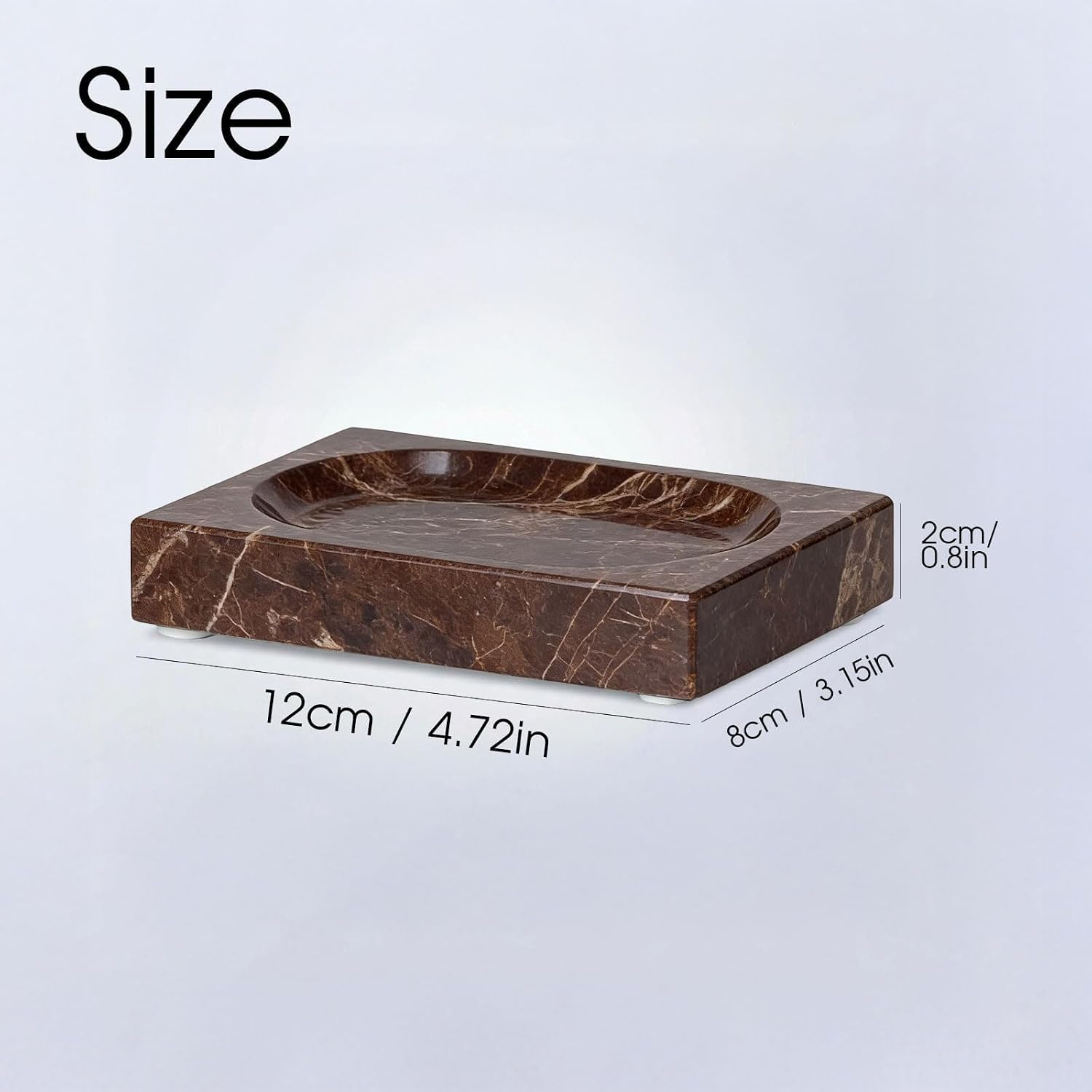 Natural Marble Soap Dish - 1.1lb Heavyweight Solid Base Soap Holder for Bathroom Vanity & Kitchen Sink - Non-Slip Handcrafted Stone Tray Shields Countertop Surfaces (Coffee)