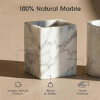Natural Marble Tissue Box Cover - Square Facial Tissue Holder for Bathroom Vanity, Living Room & Office - Heavyweight Stone Cover fits Standard Cube Boxes, 5.5x5.5in (White)