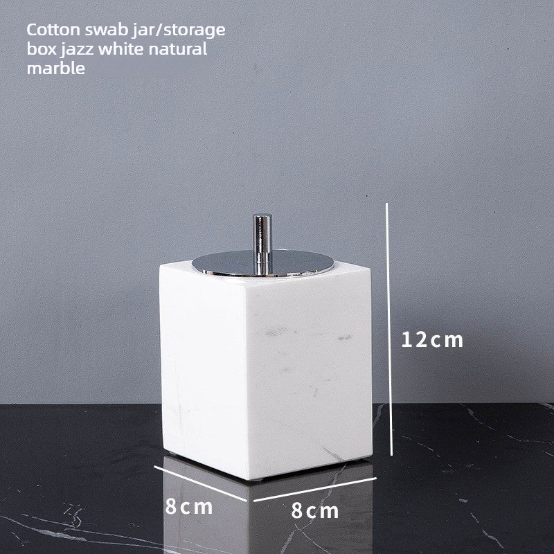 AUSAULAC Luxury Marble Bathroom Set - Soap Dispenser, Tissue Box & Tray | Light Luxury Hotel Style